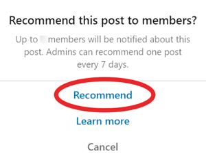 Preporučite grupni post na LinkedInu, korak 2.