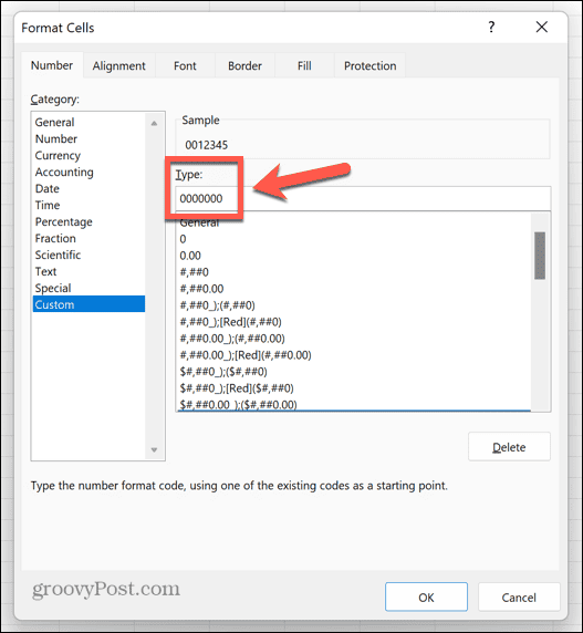 excel prilagođeni format