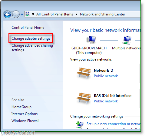promijenite postavke mrežnog adaptera u sustavu Windows 7