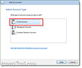 Windows račun e-pošte e-pošte