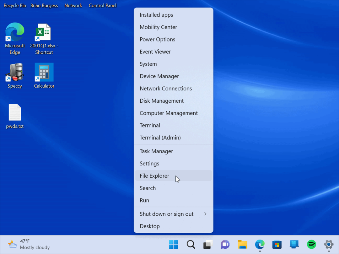 Pristupite izborniku Power User u sustavu Windows 11