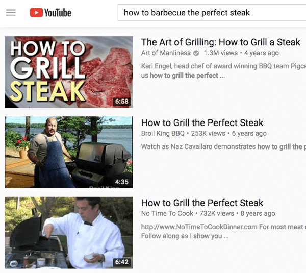 Ako imate roštilj, ciljajte ljude putem oglasa na videozapisima koji se odnose na roštilj.