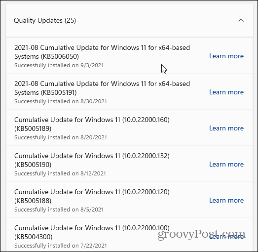 kvalitetna ažuriranja za Windows 11