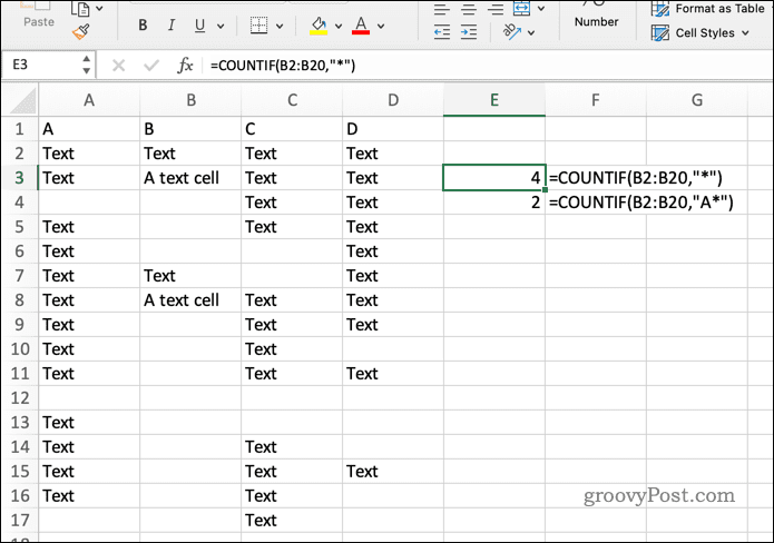 COUNITF formula u Excelu
