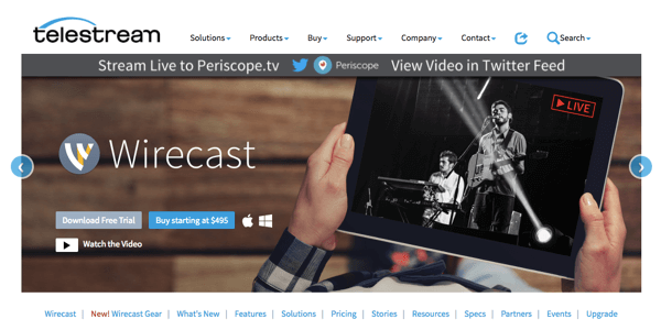 Wirecast vam omogućuje emitiranje na Facebook Live, Periscope i YouTube.