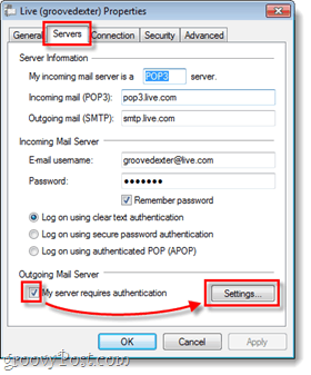 Windows živi poslužitelji pošte i postavke za odlaznu poštu