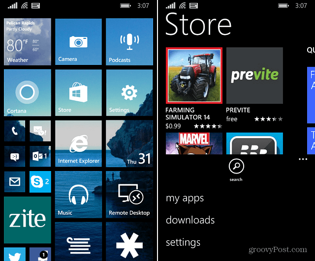 Windows Phone 8.1 Postavke trgovine