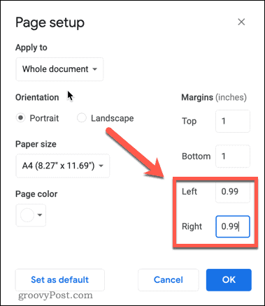 prilagodite margine u google dokumentima