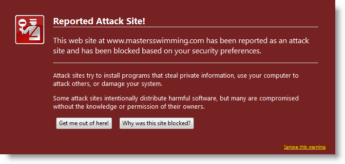Upozorenje Firefoxa - Otkriveno prijavljeno mjesto napada