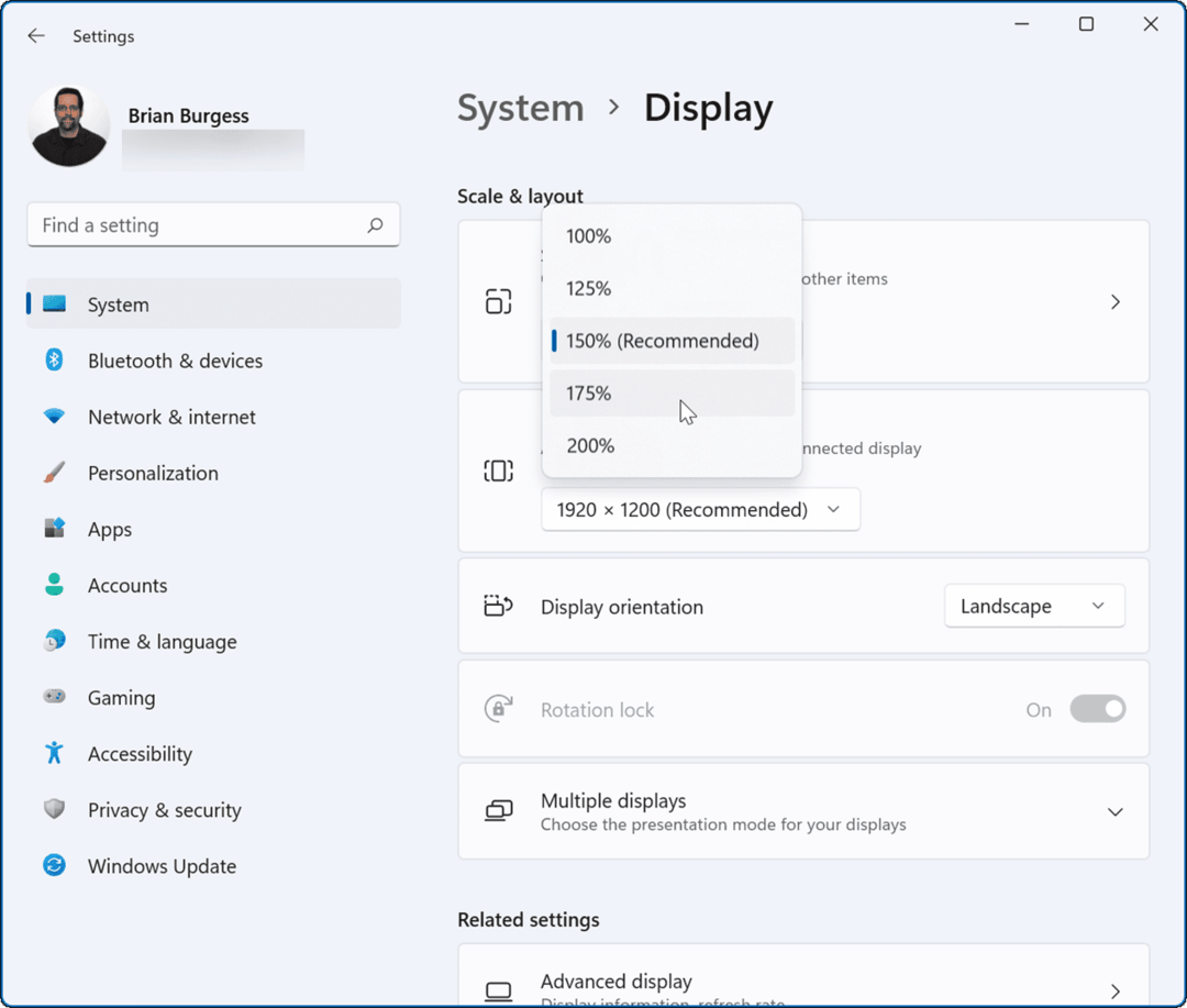 Promjena opcije razmjera Windows 11