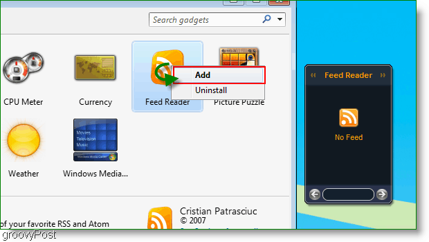 Dodajte Windows 7 Gadget