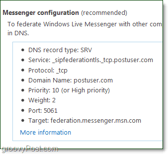 postavi svoj Messenger configure da koristi Windows Live Messenger sa svojom domenom