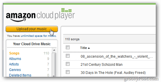 Amazon Cloud Player učitajte svoju glazbu