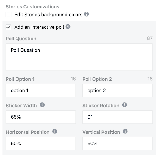 mogućnost dodavanja interaktivne ankete u oglas Instagram Stories u Facebook Ads Manageru