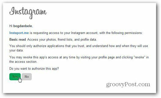 instaport instagram dopustiti pristup