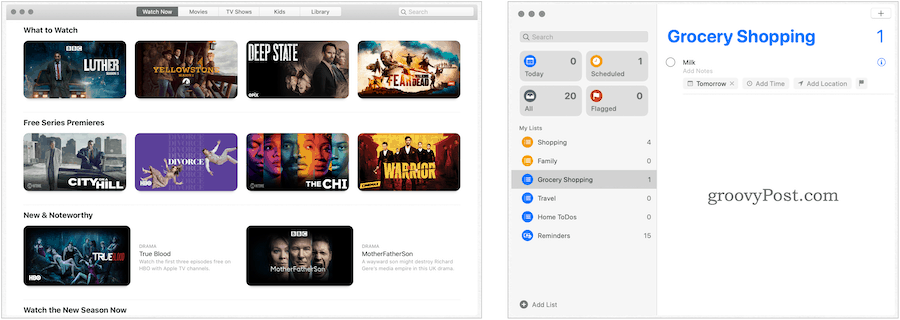 Aplikacije za MacOS Catalina Apple TV i podsjetnike