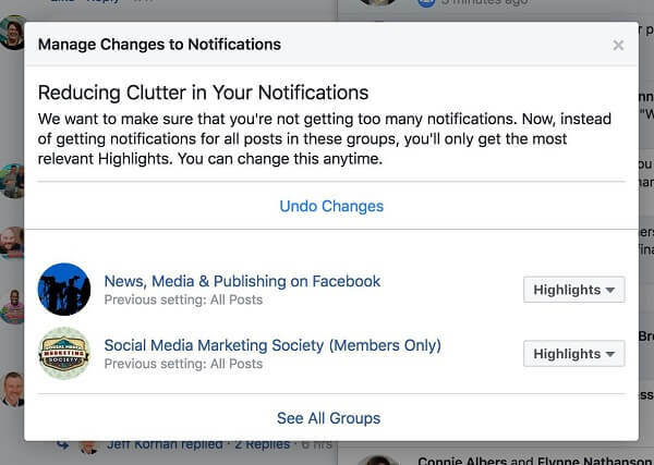 Facebook aktivno smanjuje gužvu pokazujući korisnicima manje obavijesti određenih grupa.
