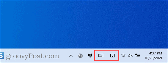 Ikone u kutu trake zadataka u sustavu Windows 11