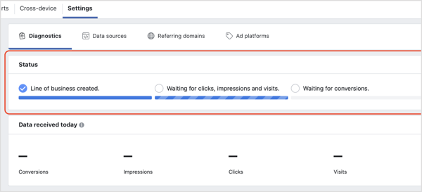 Provjerite status alata Facebook Attribution.