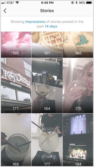 Instagram Insights Stories poredane po dojmovima