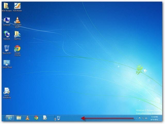 Kako dodati koš za smeće na programskoj traci sustava Windows 8
