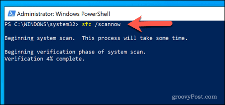 Pokretanje SFC alata u sustavu Windows PowerShell