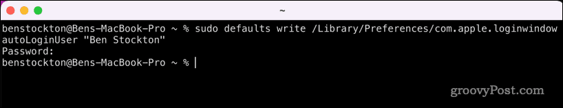 Omogućite automatsku prijavu na Macu pomoću terminala