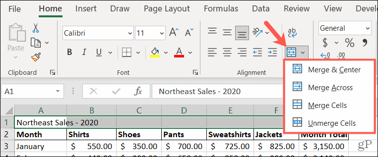Opcije spajanja u Excelu
