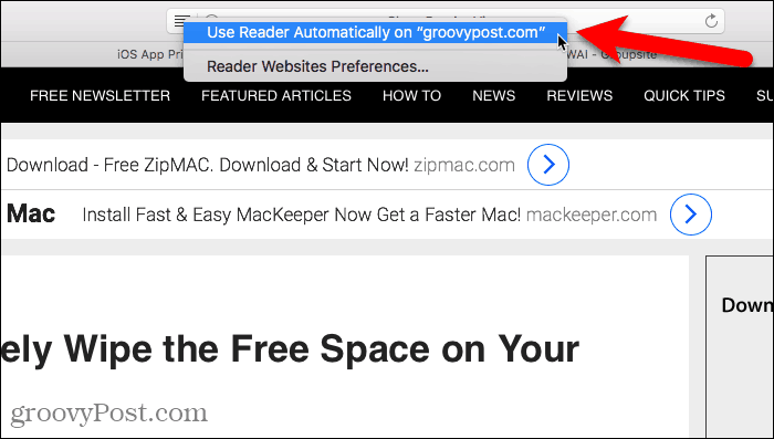 Koristite Reader automatski na Safariju za Mac