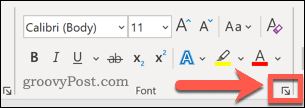 Pristup postavkama fonta u programu Word