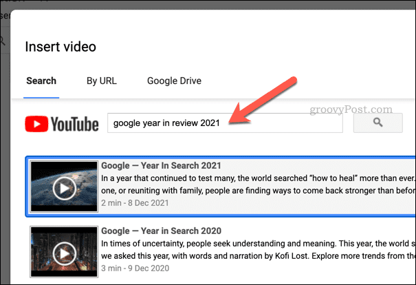 Traženje videozapisa u Google tablicama