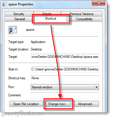 promjena ikona prečaca na ikoni prozora Windows 7