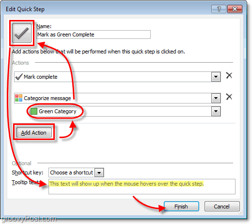 prilagođene ikone za brzi korak u programu Outlook 2010