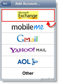 Apple iPhone i iPod Touch Dodajte Mail Exchange Server ActiveSync