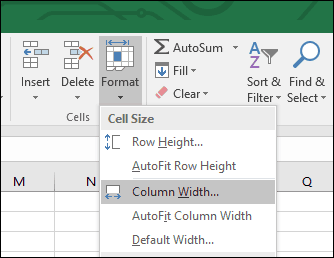 Excel kolona širine