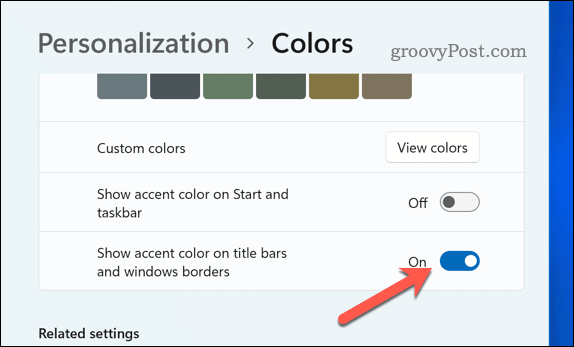 Omogućite boju obruba u sustavu Windows