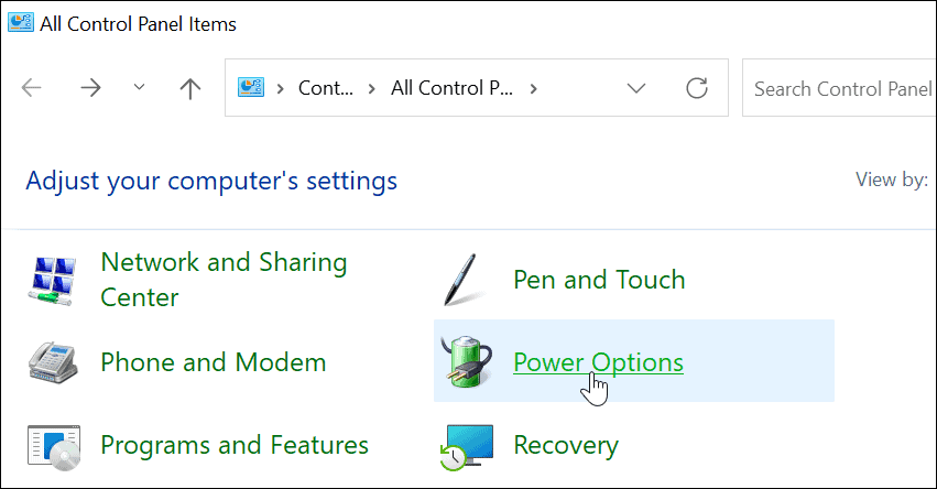 Upravljačka ploča mogućnosti napajanja Windows 11