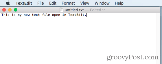 Tekstualna datoteka otvorena u TextEdit-u na Macu