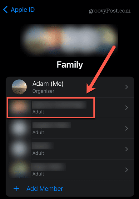 iphone odaberite člana obitelji
