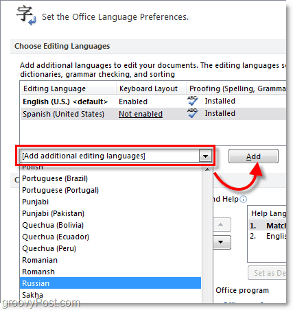 dodajte dodatne jezike za Office 2010