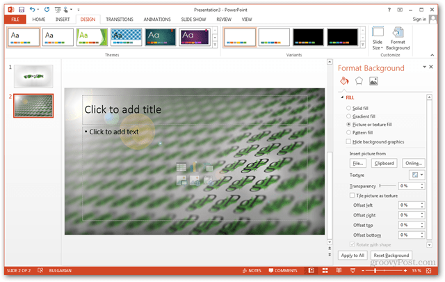 Predložak Office 2013 Kreirajte Napravite prilagođeni dizajn POTX Prilagodite Vodič za dijapozitive dijapozitiva Kako prilagoditi pozadinu