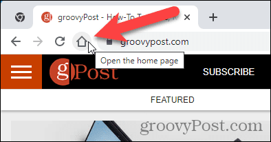 Početna stranica koja se prikazuje kada se klikne gumb Početna u Chromeu