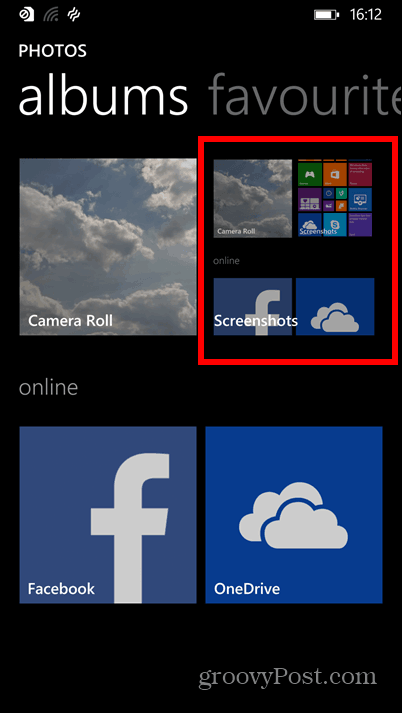 Snimke zaslona albuma na Windows Phone 8.1