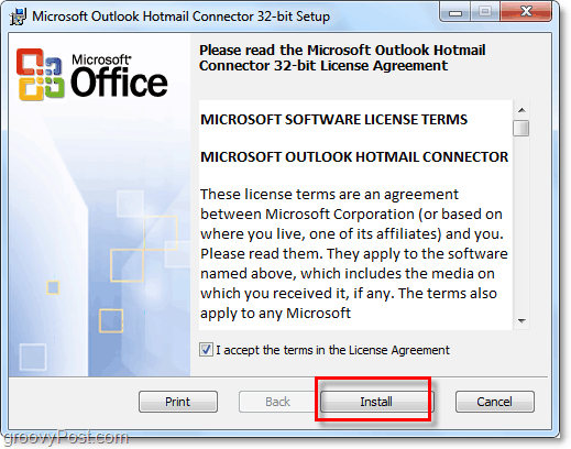instalacija alata Outlook Hotmail konektor