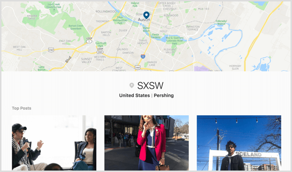 Ljudi mogu pregledati cijeli Instagram objavljen označen vašim geotagom vašeg događaja na stranici Istraživanje lokacije.