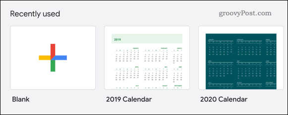 Odabir predloška kalendara u Google tablicama