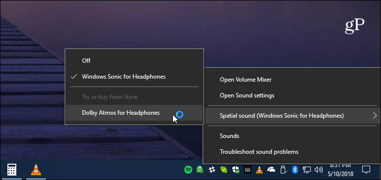 Podešavanje zvuka na programskoj traci sustava Windows 10