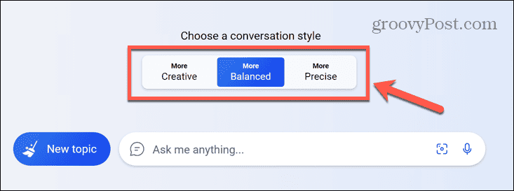 bing chat stil razgovora