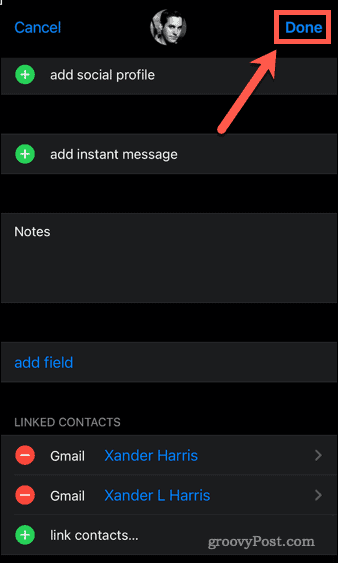 iphone povezani kontakti gotovi