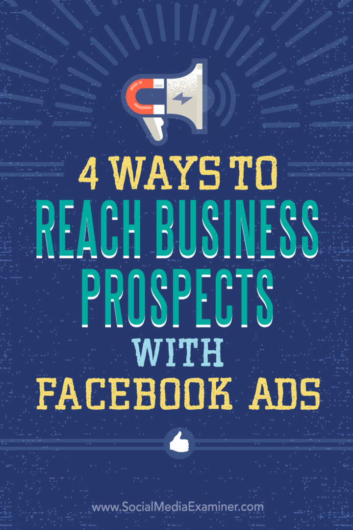 Savjeti o četiri načina ciljanja poslovanja pomoću Facebook oglasa.